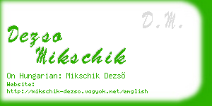 dezso mikschik business card